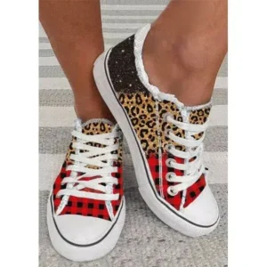 Saraastyle Women Casual 3D Printing Color Leopard Canvas Shoes