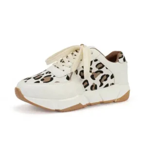 Saraastyle Women Fashion Autumn And Winter Leopard Leather Stitching Sneakers