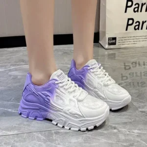 Saraastyle Women Fashion Platform Gradient Lace-Up Sneakers