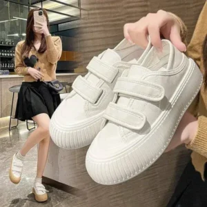 Saraastyle Women Fashion Round Toe Thick Sole Velcro Pu Sneakers