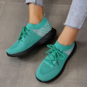 Saraastyle Women'S Fashion Platform Lace Up Flyknit Sneakers