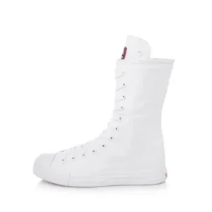 Saraastyle Women Casual Side Zip Mid-Top Canvas Mid-Calf Boots