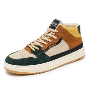 Saraastyle Men'S Fashion Breathable Color Block Pu Sneakers