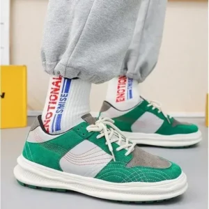 Saraastyle Men'S Retro Color-Block Thick-Soled Pu Sneakers