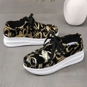 Saraastyle Casual Graffiti Round Toe Platform Plus Size Sneakers