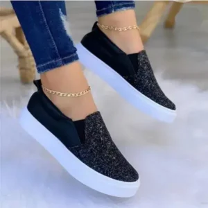 Saraastyle Thick Sole Casual Sequined Shoes Women Flat Shoes