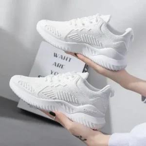 Saraastyle Women Fashion Sports Lace Up Design Mesh Breathable Platform Sneakers