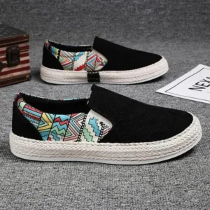 Saraastyle Men Fashion Color Matching Breathable Canvas Flats Shoes