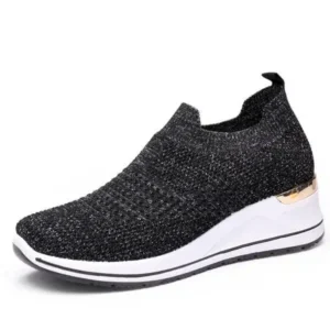 Saraastyle Women Casual Mesh Knit Design Breathable Comfort Wedge Platform Sneakers