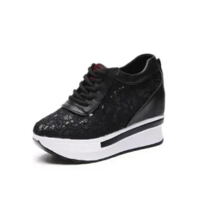 Saraastyle Women Sexy Lace Design Lace-Up Breathable Wedge Platform Sneakers