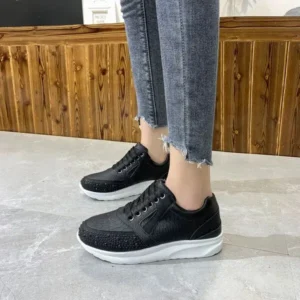 Saraastyle Women Casual Rhinestone Decor Fashion Plus Size Sports Running Shoes Round Toe Sneakers