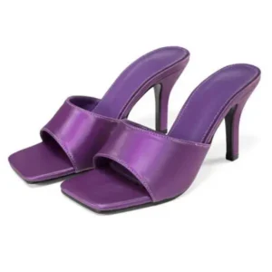 Saraastyle Women Sexy Square Head Purple Stiletto Slippers