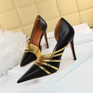 Saraastyle Women Fashion Sexy Pointed Toe Hollow Design Stiletto Shoes