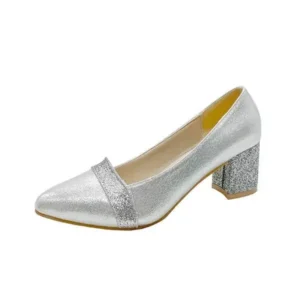 Saraastyle Women Fashion Casual Sequins Pointed Toe Pumps With Chunky Heels