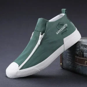 Saraastyle Men'S Casual Embroidery Zipper High Top Canvas Shoes