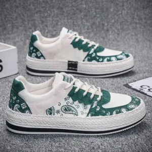 Saraastyle Men Fashion Cashew Flower Printed Canvas Sneakers