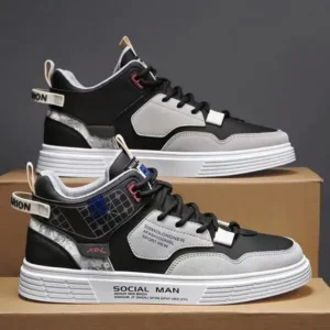 Saraastyle Men'S Fashion High Top Color Block Sneakers