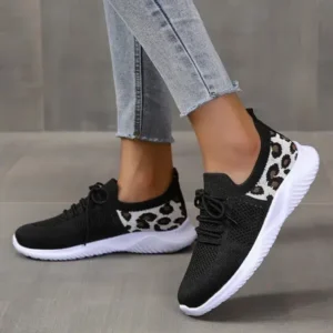 Saraastyle Women Casual Mesh Breathable Leopard Sneakers