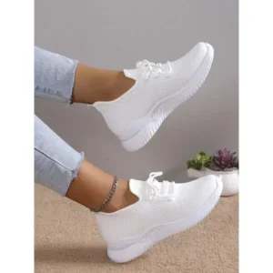 Saraastyle Summer Women Fashion Breathable Mesh Fly-Woven Solid Color Sneakers