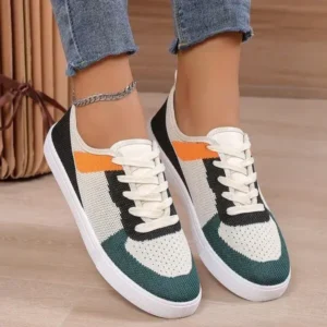 Saraastyle Women Fashion Casual Color Blocking Mesh Fly-Woven Breathable Sneakers