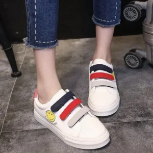 Saraastyle Women Fashion Casual Velcro Smiley Face Round Thick-Soled Sneakers