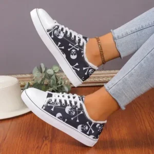 Saraastyle Women Casual Fashion 3D Print Denim Canvas Sneakers