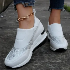 Saraastyle Women Fashion Rhinestone Slip Sneakers