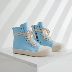 Saraastyle Women Fashion Blue Faux Leather High Top Shoes