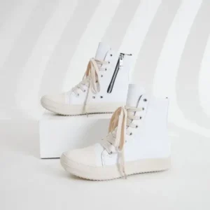 Saraastyle Women Fashionable Hip Hop White High Top Sneakers