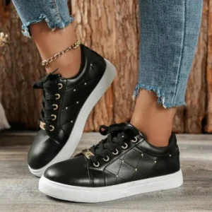 Saraastyle Women Fashion Shallow Toe Round Toe Casual Lace Up Sneakers