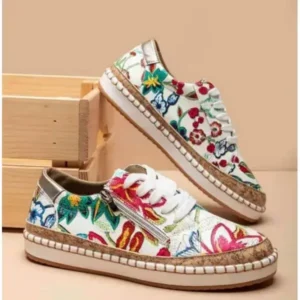 Saraastyle Women Fashion Color Matching Ethnic Style Printed Sneakers