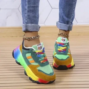 Saraastyle Women Fashion Platform Color Block Platform Sneakers