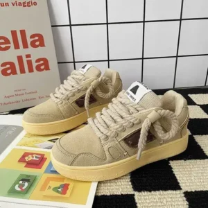 Saraastyle Women Fashion Retro Block Color Platform Sneakers