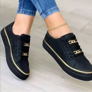 Saraastyle Women Thick Bottom Chain Casual Round Toe Fashion Pu Sneakers