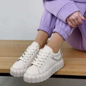 Saraastyle Fashion Metal Chain Front Lace Up Platform Sneakers